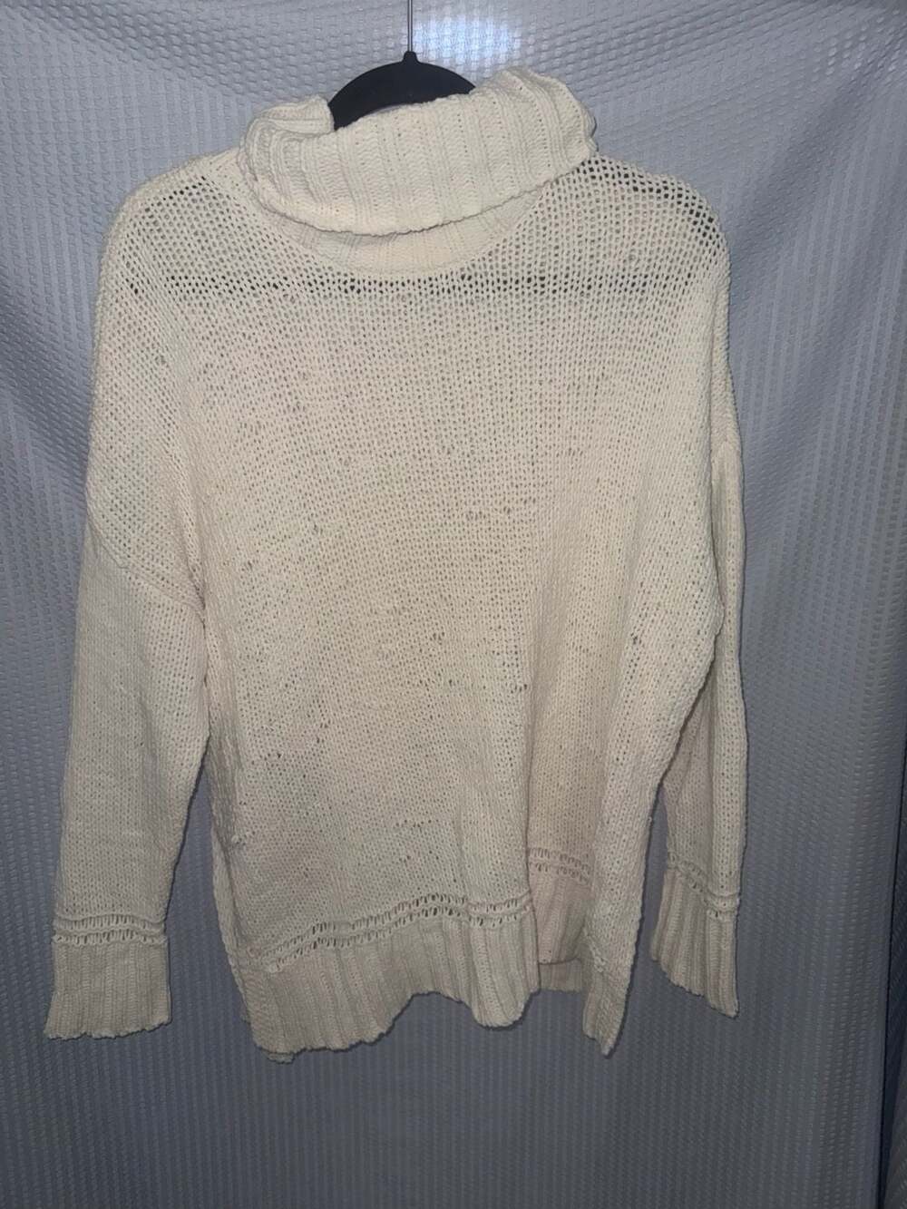 Aerie Women's Oversized Knit Turtleneck Chenille Sweater Ivory Size Small